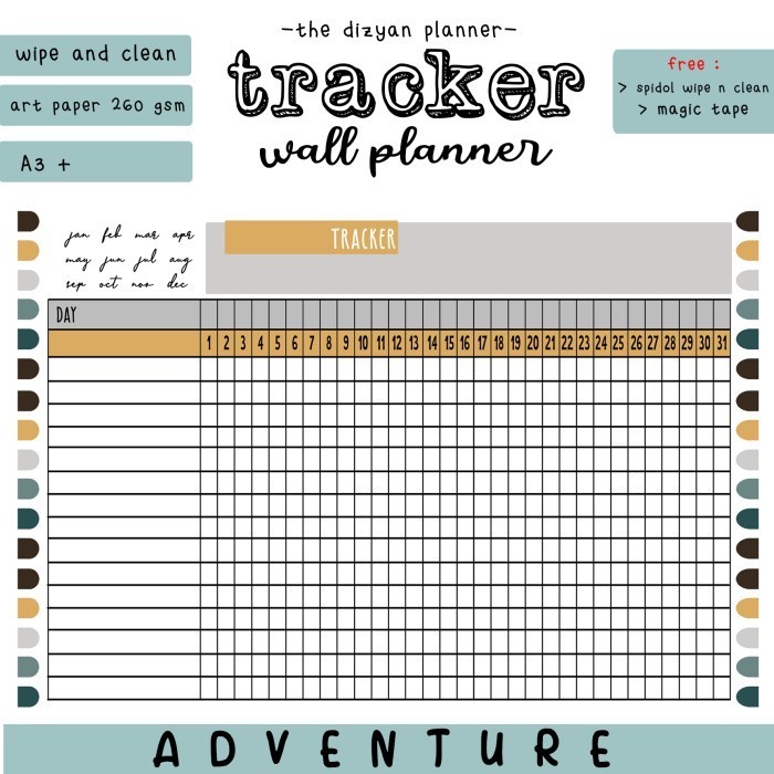 

Star Tracker Wall Planner | Schedule Board | Wipe N Clean |Color Pallete Hemat