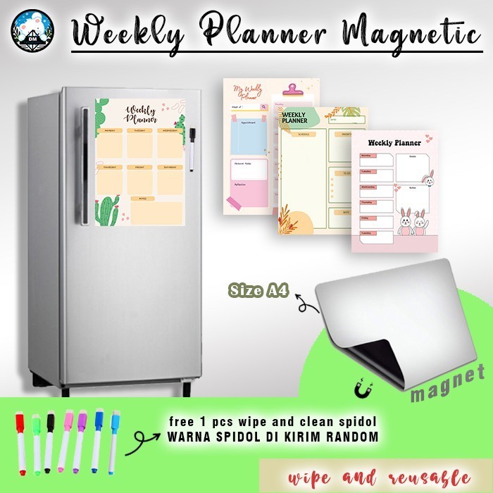 

Limited Weekly Planner Magnetic Papan Jadwal Magnet Sticky Notes Memo Tempel M Hemat
