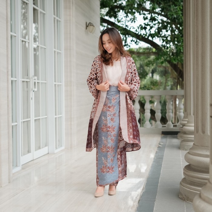 Set Baju Atasan Outer Batik Viscose Rok Lilit Ern Kondangan Jumbo