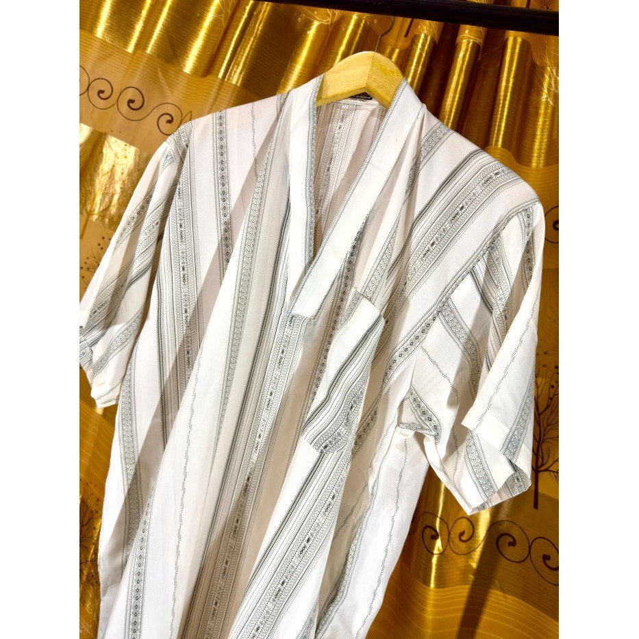 TERMURAHBTK - Baju Jubah Gamis Sultan Pria Santai Lengan Pendek Saudi Maroko - Corak 1, 62/24jumbo l