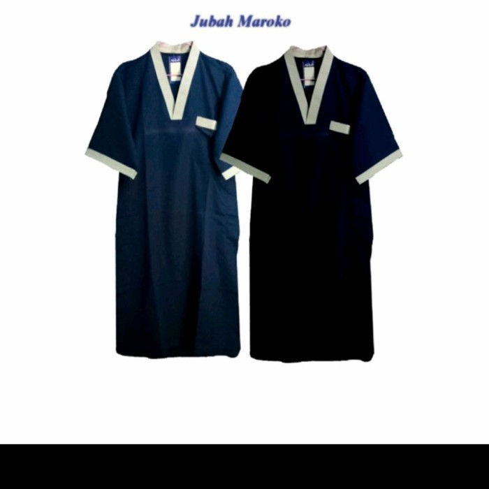 LANGSUNG KIRIMjubah gamis maroko arab pria muslim - Mhitam slimfit lengan pendek jubah pria dewasa a