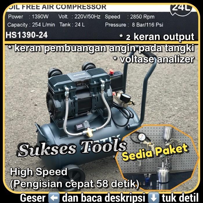 Terbaru Kompresor Oilless Artix Hs 1390 Hs1390 Kompressor Oiless 1,75 Hp 24 L Promo Terlaris