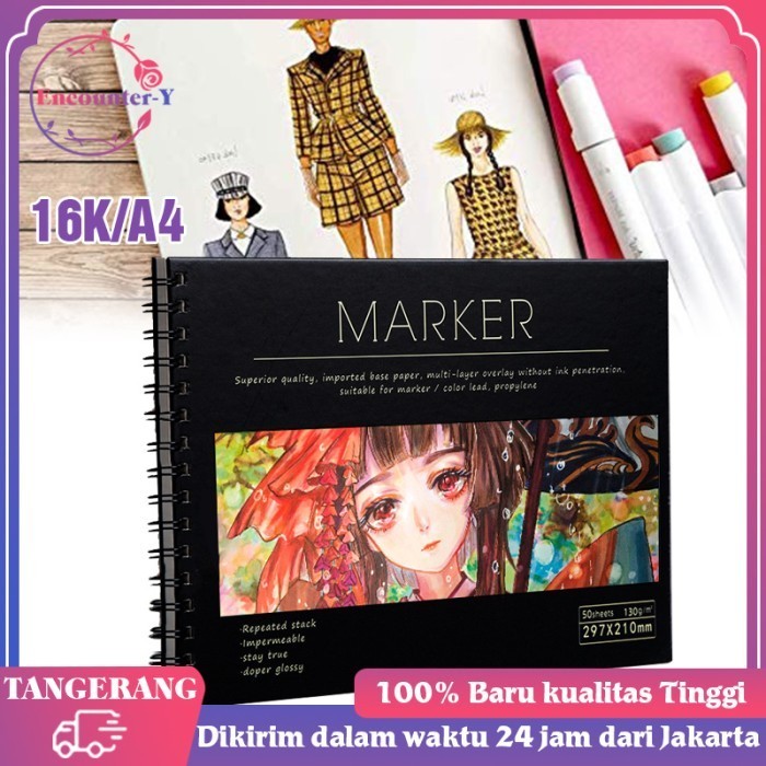 

Eklusif 50 Sheets Marker Pad No Penetration Paper A4 Hardcover Sketchbook Diskon