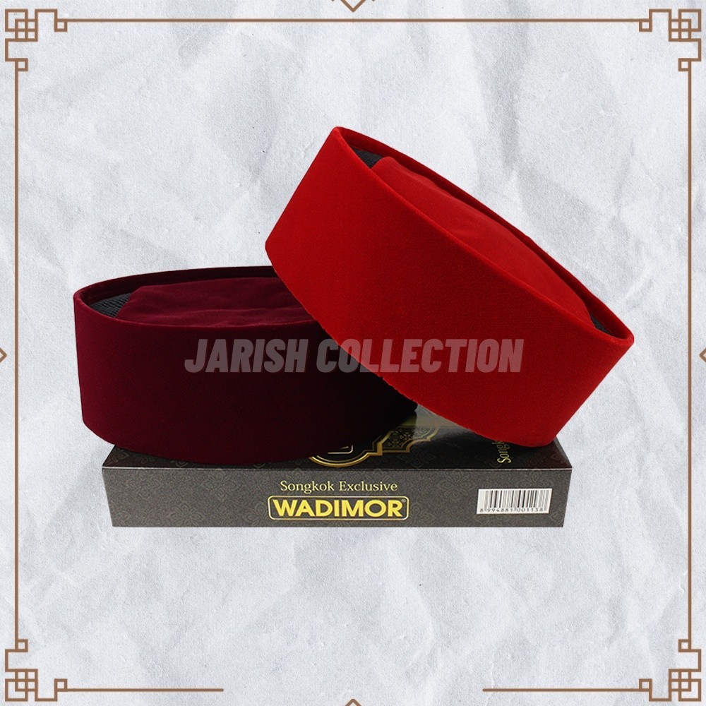 Songkok WADIMOR AC ORIGINAL Maroon, Merah, Hijau Tinggi 9 Polos Kopeah Sholat Beludru Pigeon Peci