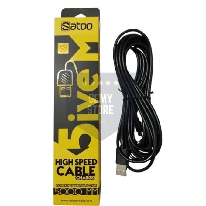 Trend - KABEL DATA MICRO USB 5 METER SATOO IP CAMERA USB DEVICES CCTV 5METER - HITAM 5M KABEL ,,