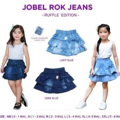 Terbaik Jobel Rok Jeans Ruffle Anak Denim Skirt Mini Jeans Baju Anak Perempuan Terbaik
