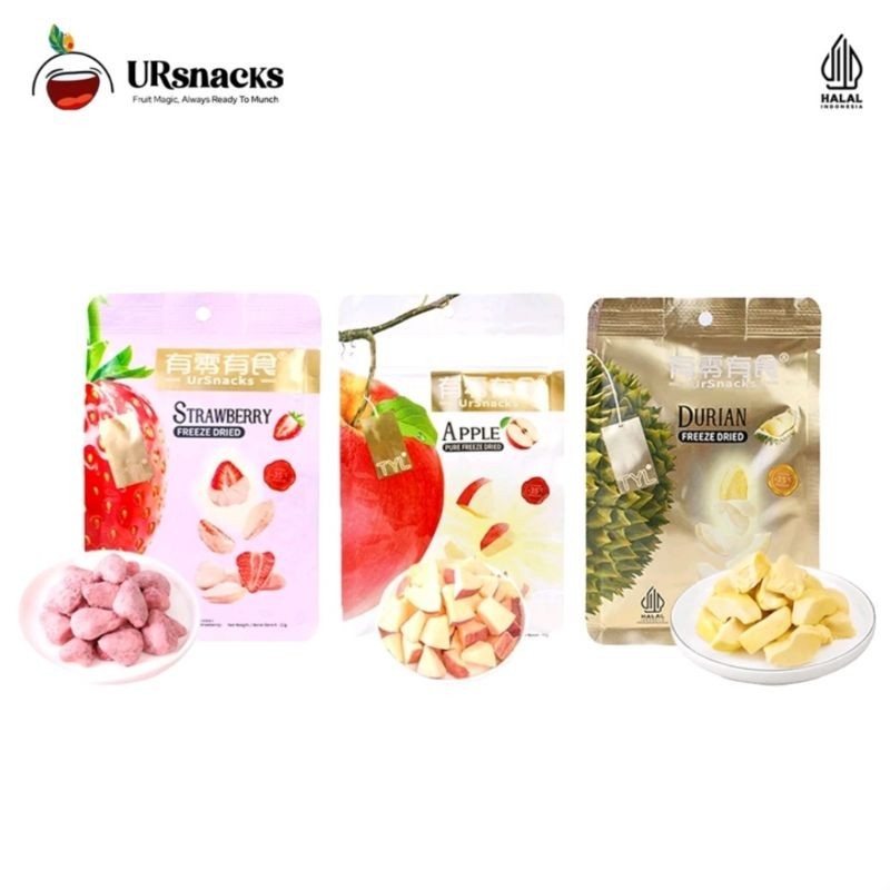 

URSNACKS Bundle of 3 - Freeze Dried Keripik sehat (Strawberry, Apple & Durian)