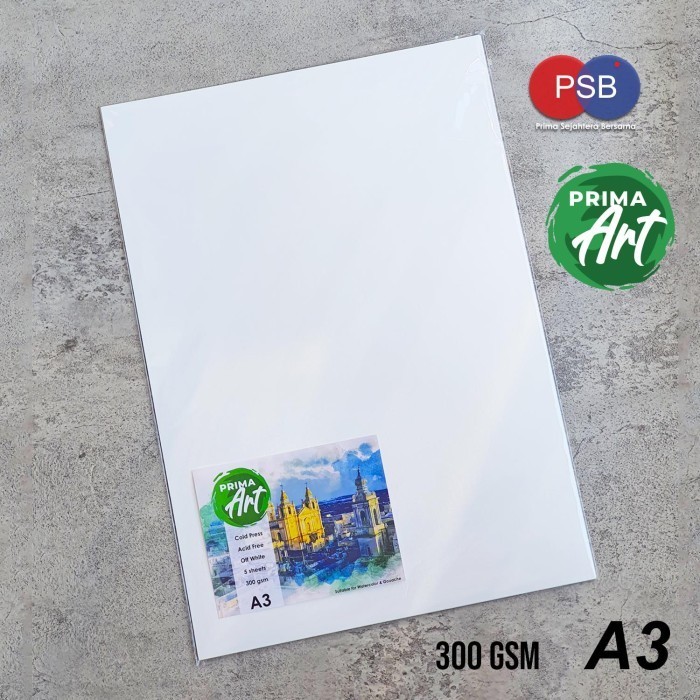

Bergaransi Prima Art Watercolor Paper A3 (300 Gsm) 5 Sheets / Kertas Cat Air Sale!!!