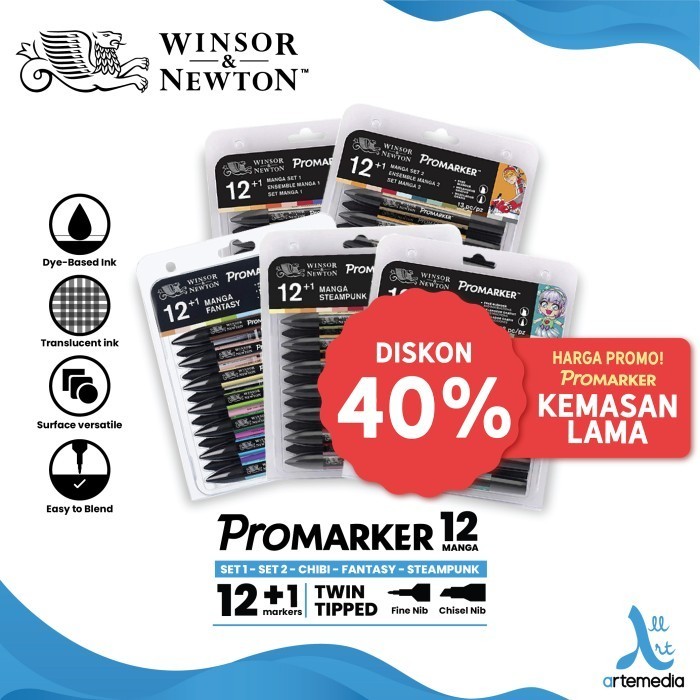 

Marker Winsor & Newton Promarker Manga Set 12 Dual Point Pena Kuas TERMURAH