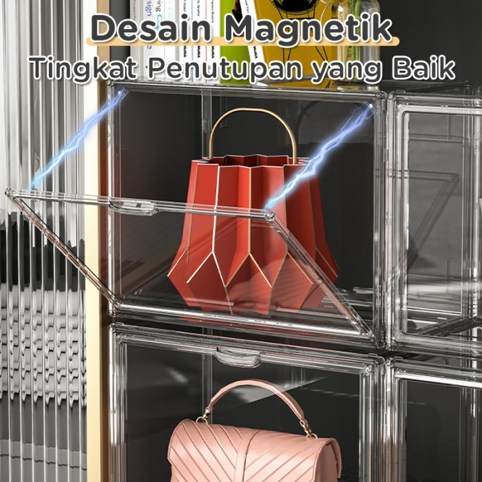 Joka - Lemari Tas Minimalis Transparan Rak Tas Susun Aestetic Tempat