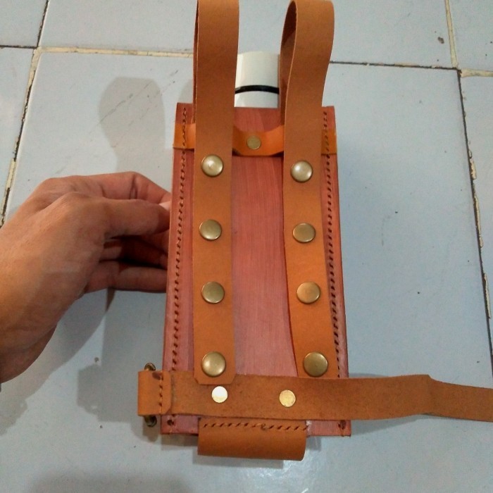 Tas Sepeda Lipat Tempat Botol Minum Kulit Leather