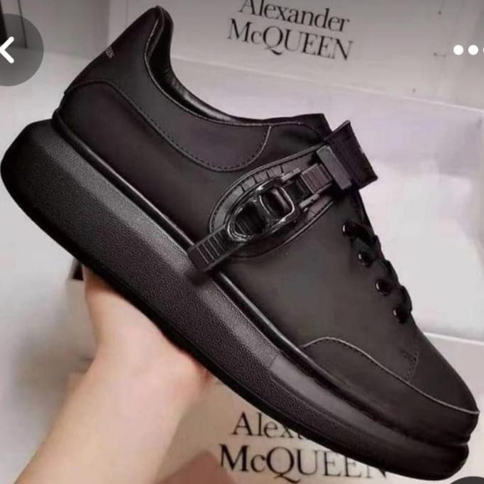 Sepatu Sneaker Pria Mq Alexander Mcqueen 17661 Black Leather Miror Storebihan