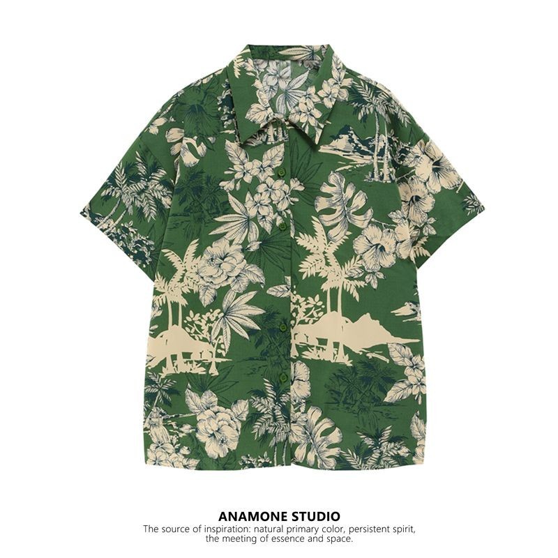 Men's and Women's Hawaiian Printed Short-Sleeved Shirt