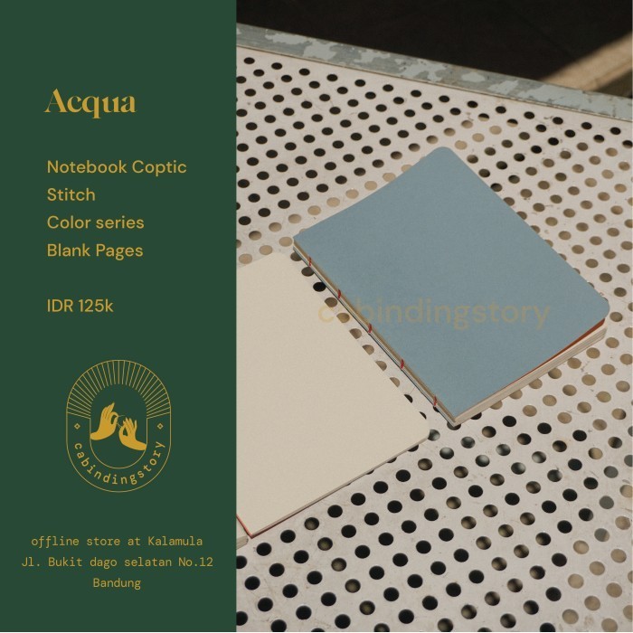 

Jualan Notebook Coptic Stitch - Acqua - Blank Pages - Cabindingstory Gilaa!!!