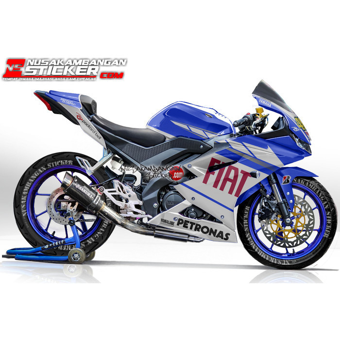 Decal Motor Sticker Motor Yamaha R15 V3 Fiat Biru Putih 002