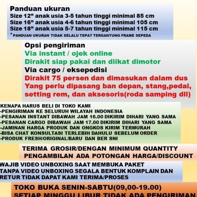 Sepeda anak Mini 12  EVA BAN BUSA UNTUK ANAK 2-4 TAHUN