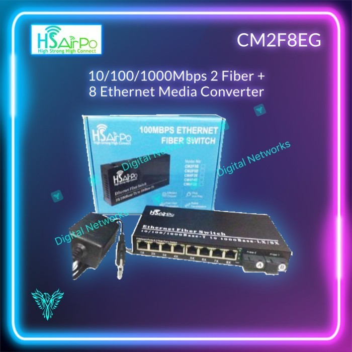 HSAIRPO CM2F8EG Media Converter 2FO 8ETH Gigabit HS airPo CM2F8EG