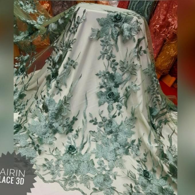 kain tile 3d - brokat 3d bunga timbul. tulle 3d. brukat timbul. burkat