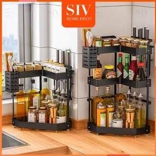 SIV 2/3 Susun Rak Bumbu Sudut Rak Dapur Stainless Steel Rak Tempat