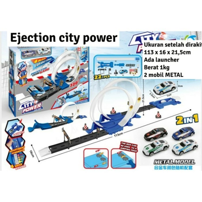 MEI Fashion Ejection City Power 22Pcs Racing Track Mainan Mobil Balapan City Power