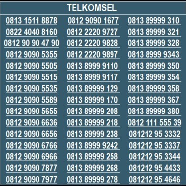 NOMER CANTIK SIMPATI TELKOMSEL 4G 5G ABAB 9090 KWARTET 9 SV01