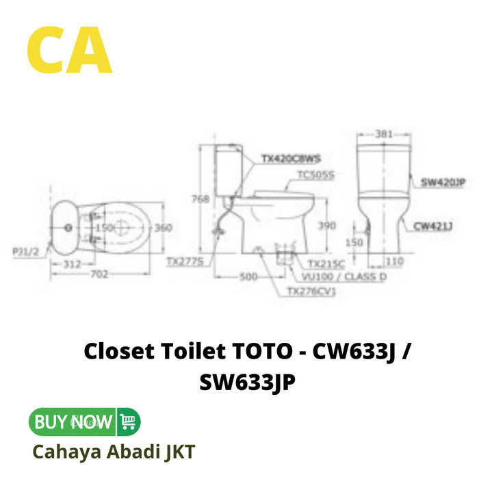 CLOSET TOILET TOTO - CW633J / SW633JP