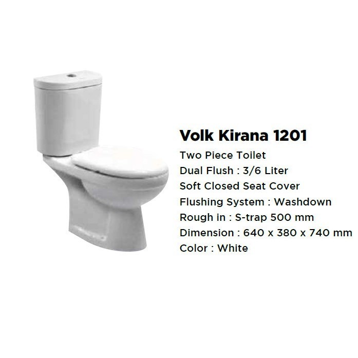 KLOSET DUDUK VOLK KIRANA 1201 / KLOSET MURAH PROMO PUTIH 1201