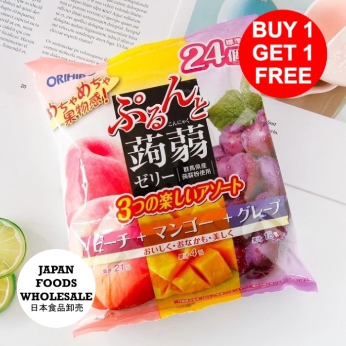 

Orihiro Peach ,Mango & Grape Konjaku Pouched Jelly 480Gr