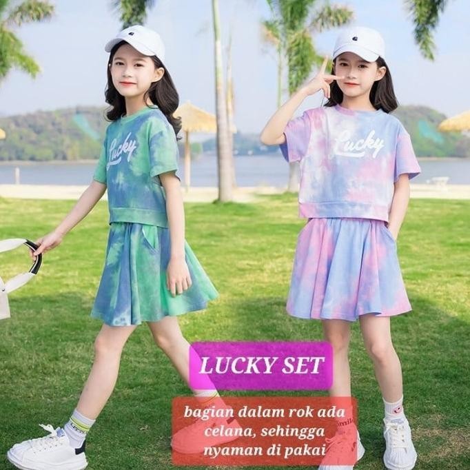 New Lucky Set Baju Fashion Anak Remaja Perempuan Korea Import Sport Casual Terbaik