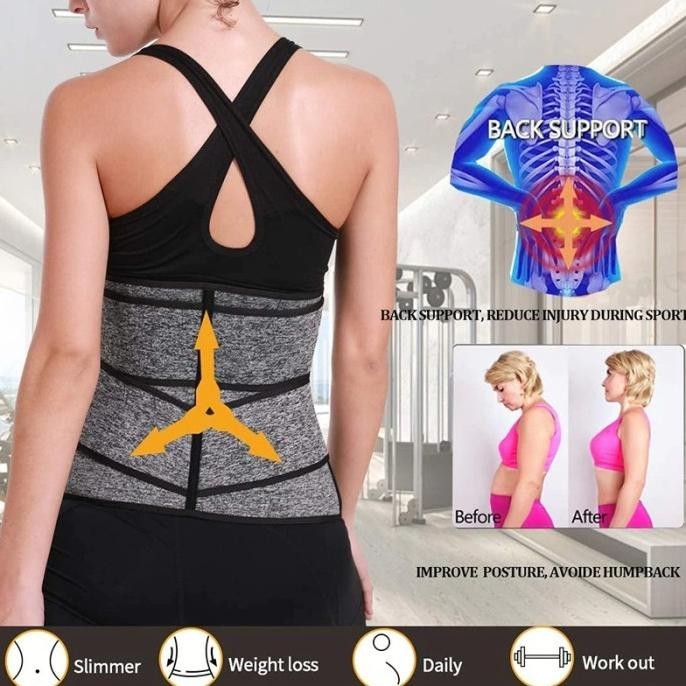 Terbaik PRODUK  Korset Pelangsing Perut double strap pria dan wanita - Hitam, L