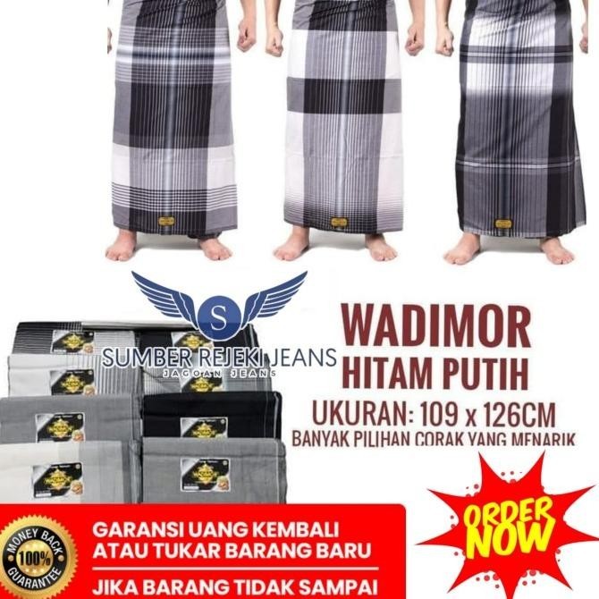 Discount Wadimor Hitam Putih Kotak-Kotak Random Acak Sarung Tenun Pria Grosir Terbaru