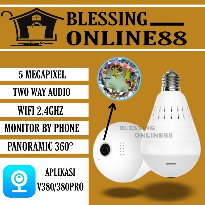 Order Now CCTV BOHLAM LAMPU IP CAMERA V380 5MP CCTV LAMPU WIFI WIRELESS MURAH