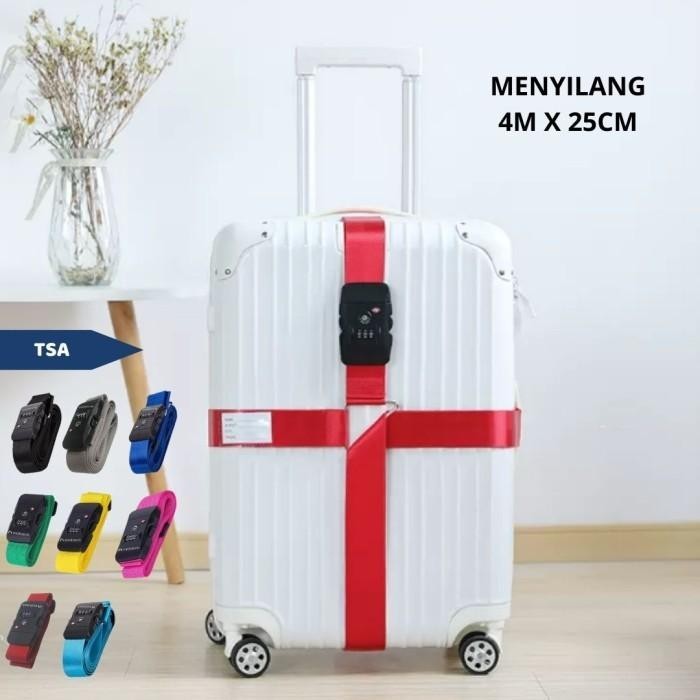 X Cross Luggage Strap Belt Tali Koper Silang 4 Meter Tsa - 453