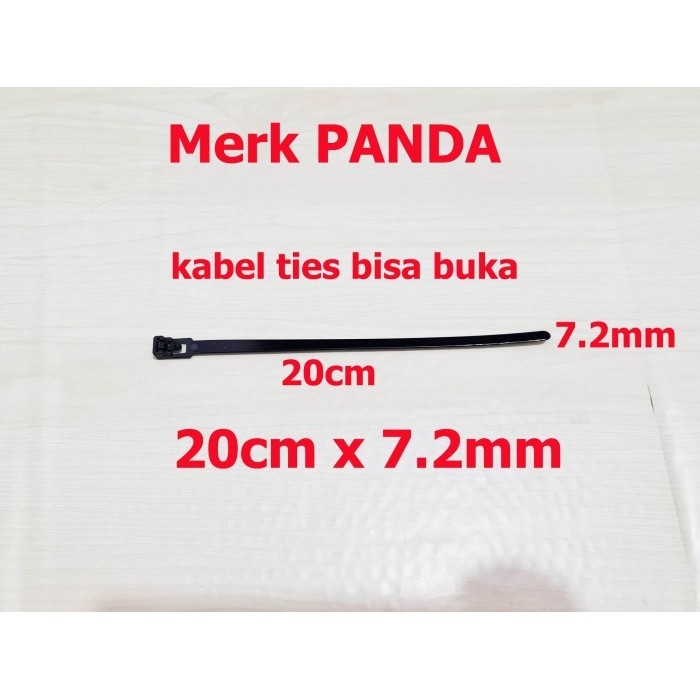 

KABEL TIES BISA BUKA PANDA 20CM LEBAR 7.2MM HITAM -REUSABLE CABLE TIES GRATIS ONGKIR