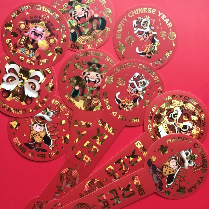 

favorit] Sticker Imlek cantik untuk Kue, Toples, Kotak, Surat dll - ST18 Fu Mer