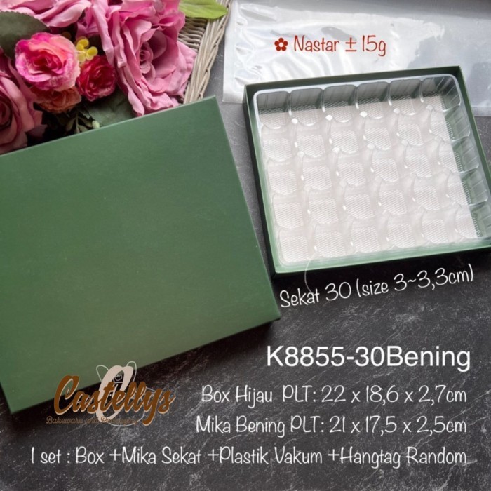 """] Kotak Sekat + Mika 30 Lubang Kotak Packaging Box Nastar Kue Kering