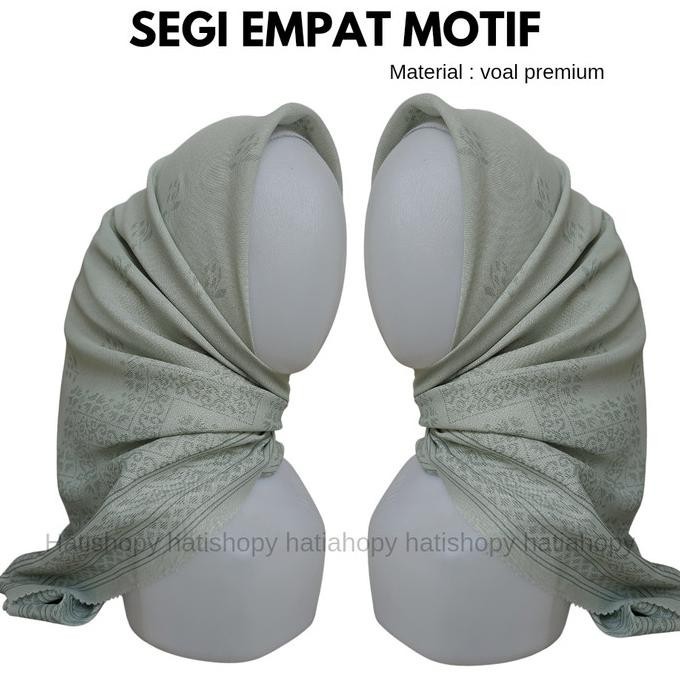 Jilbab Hijab Segi Empat Motif Voal Premium HATISHOP Warna Sage