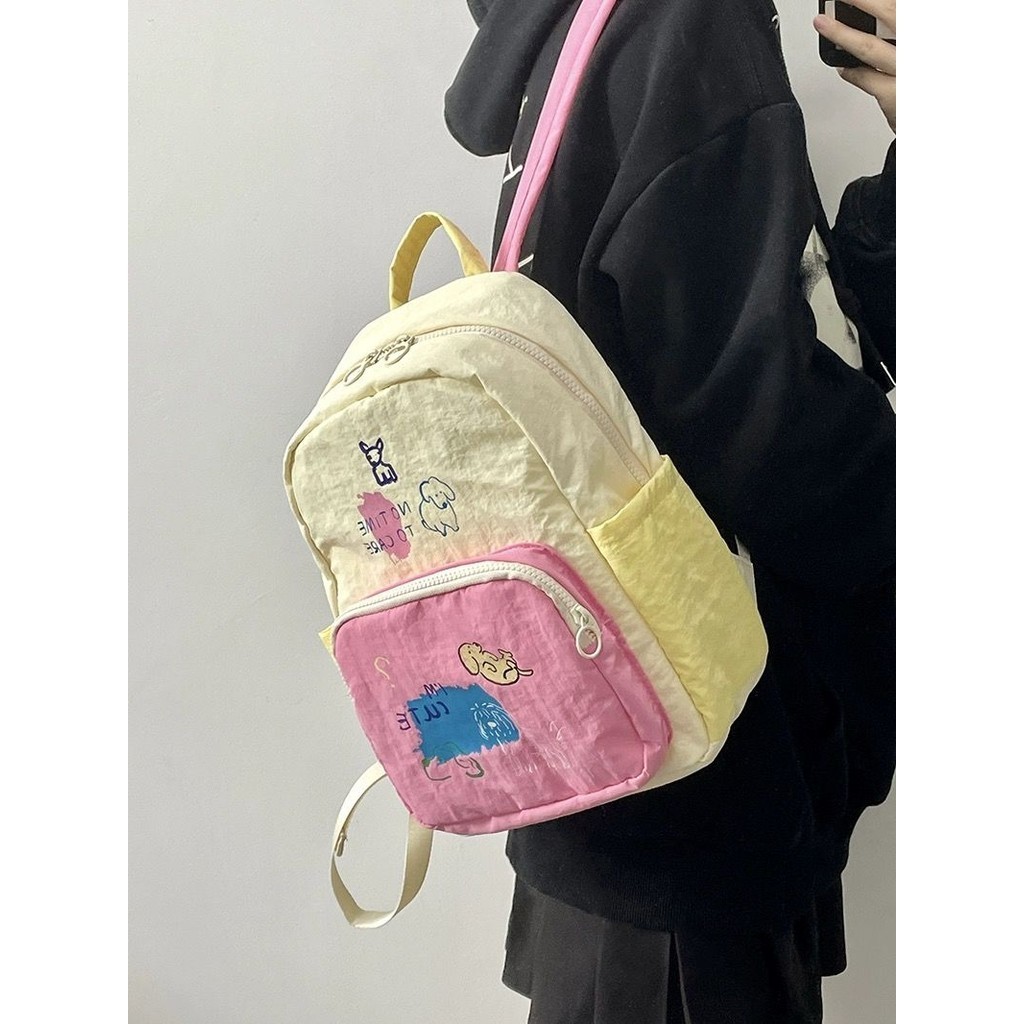 2024 ceruk baru nilon kartun grafiti grafiti tas bahu wanita tas sekolah siswa berkapasitas besar ta