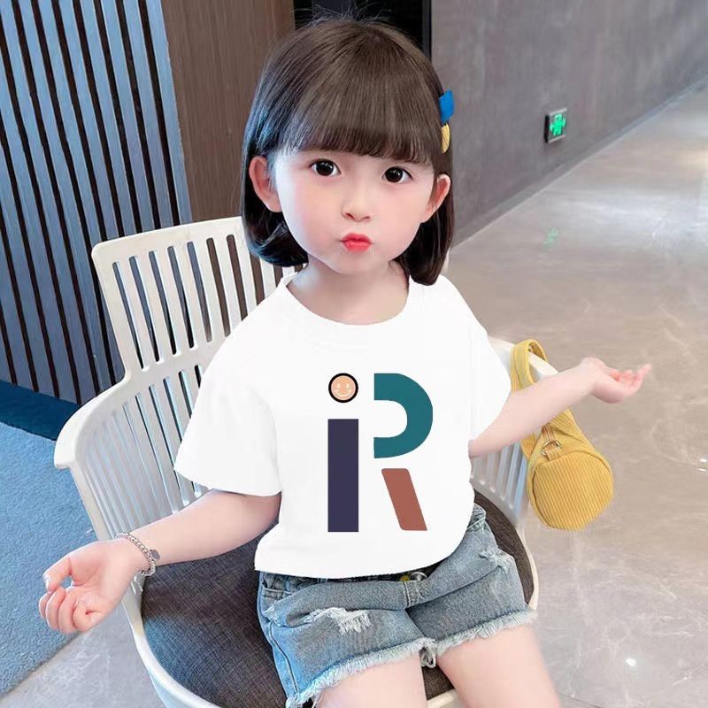 Anak Perempuan2024Lengan Pendek Tipis Gaya Barat Longgar ManisTBaju Kaos