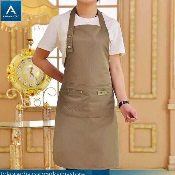 Bisa Cod Celemek Masak Apron Dapur Barista Chef Pria Wanita Clemek Canvas Keren Cod