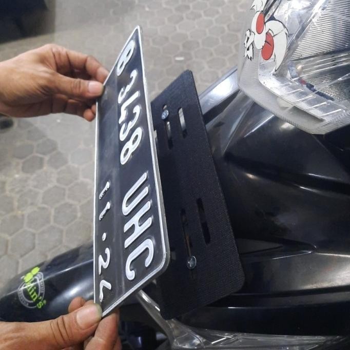 Frameless Plate Nomor Motor Sistem Velcro Dan 3M 9448A