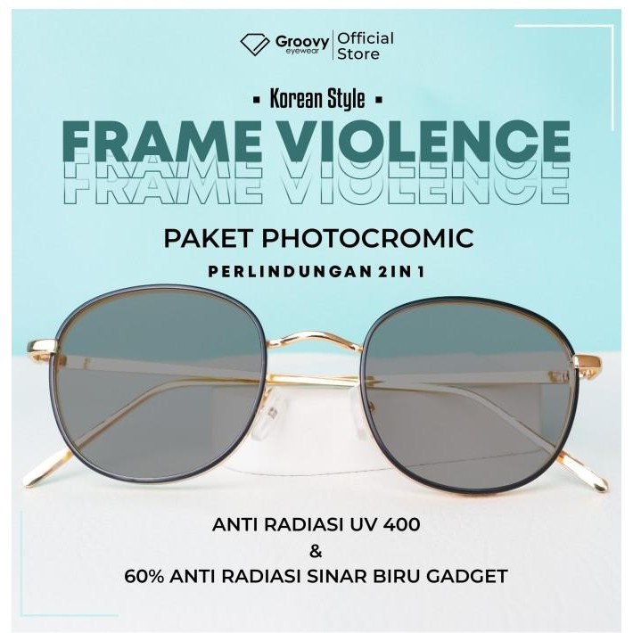 Lensa Photocromic + Kacamata Korea Minus |Frame + Photochromic 2261
