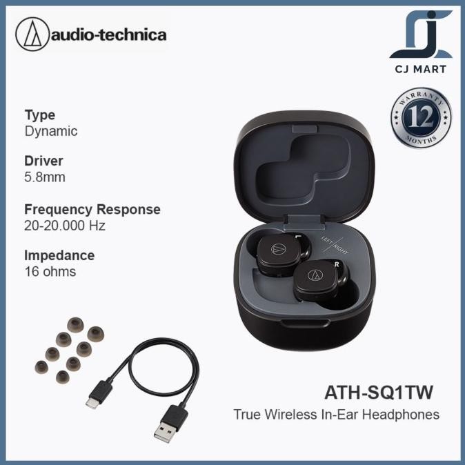 Audio Technica Ath-Sq1Tw Wireless Earbuds Sq1 Tw Sq 1 Tws Earphone Ath Murah Berkualitas
