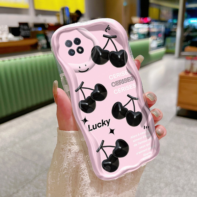 Casing Hp OPPO A73 5G OPPO A72 5G OPPO A53 5G Case hitam pola ceri Casing HP sederhana ganda Kesing 