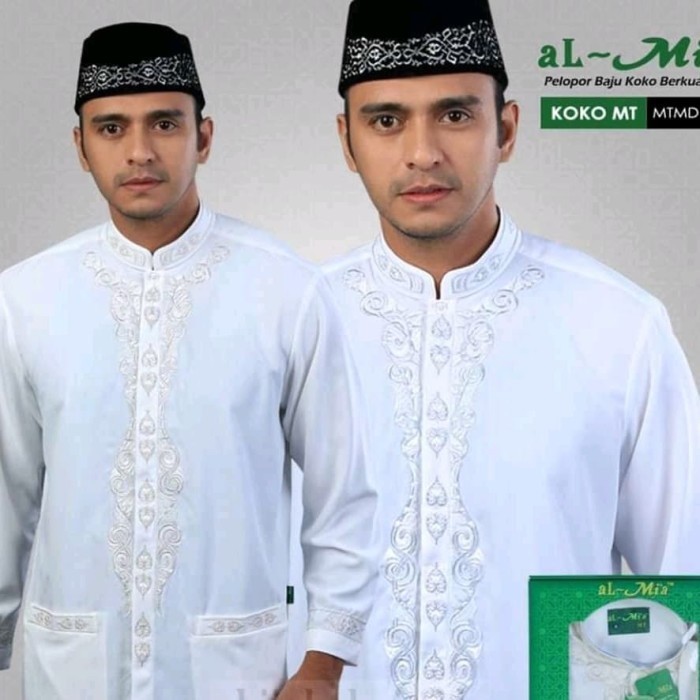 Baju Koko Pria Al Mia Mt Lengan Panjang Putih Fashion Atasan Muslim