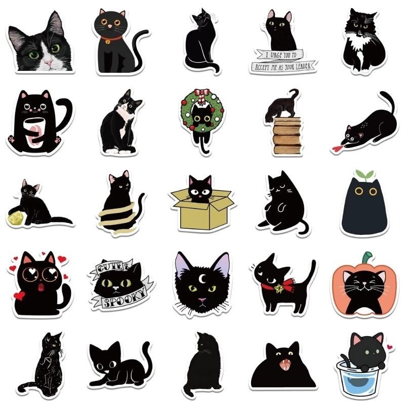 

[Ready Sto] 50Pcs Stier Kucing Hitam Cat Lucu Stiker Stiers (B)