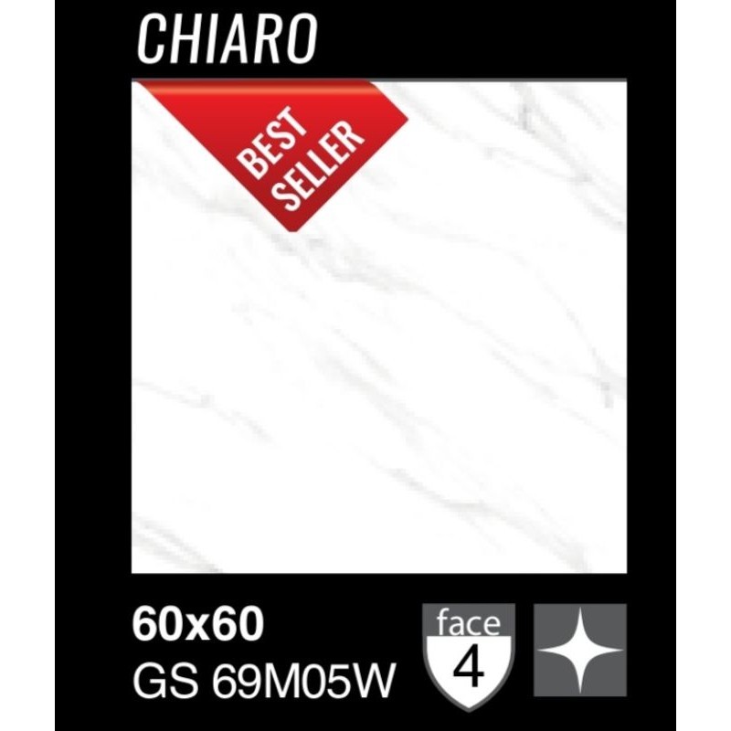 GRANIT GLOSY MOTIF MARBEL PUTIH CHIARO GS 69M05W UKURAN 60X60 BY GARUDA