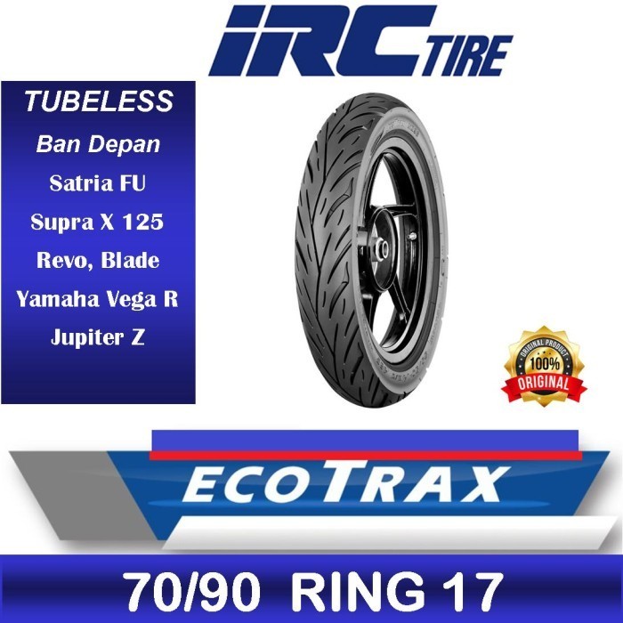 Ban Luar Tubles Irc 70/90 Ring 17 Ban Depan Motor Bebek Tubeless