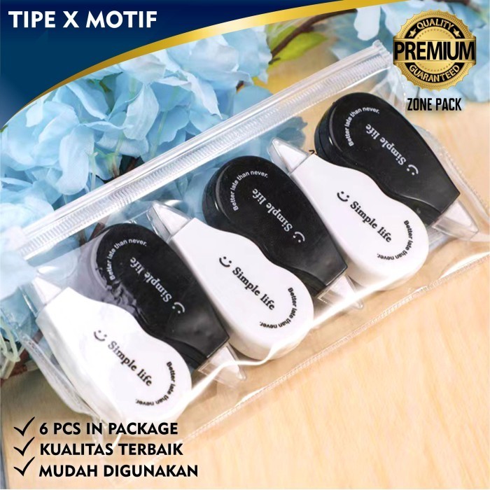 

] Tipe X Motif Tipe X Isi 6 pcs Correction Tape Pita Koreksi ZP