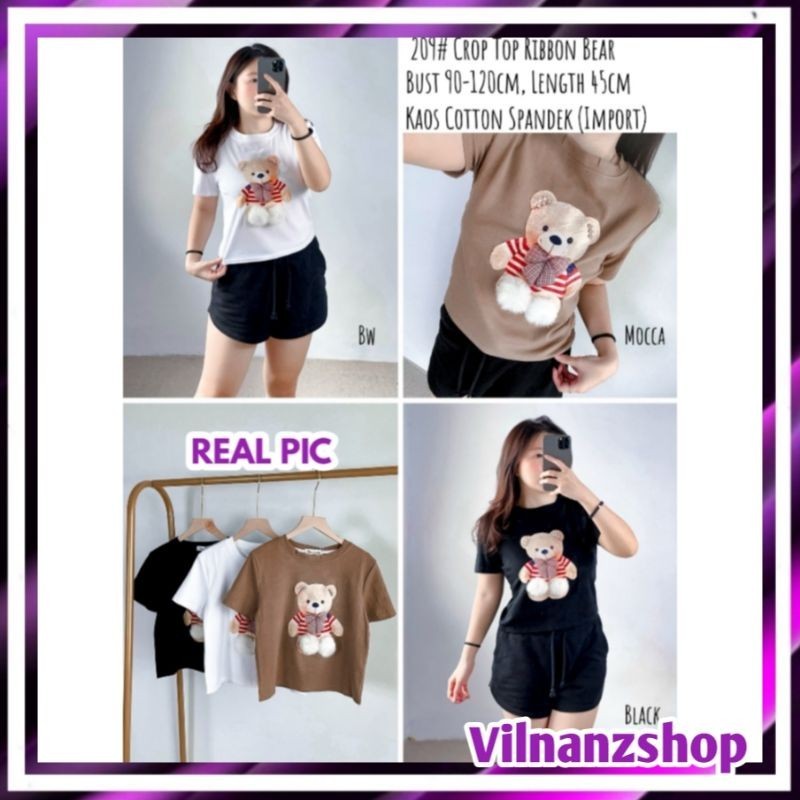 209 Crop Top Ribbon Bear VB
